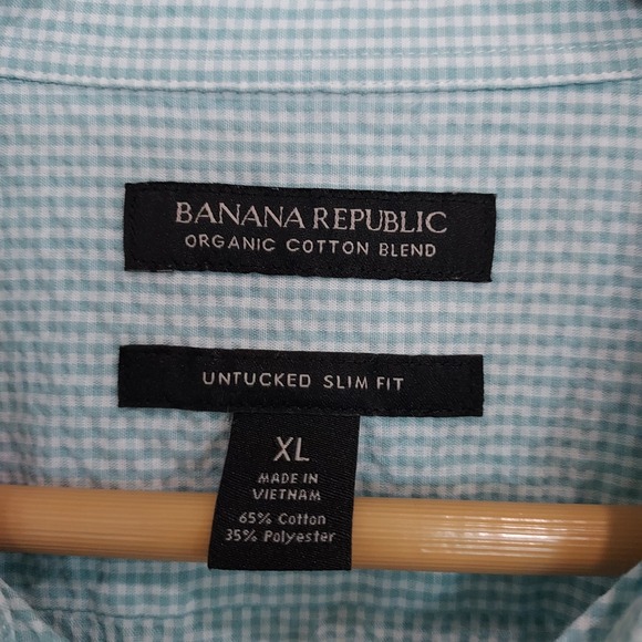 Banana Republic Mint Green Plaid Long Sleeve Button Up Size XL - Picture 9 of 10